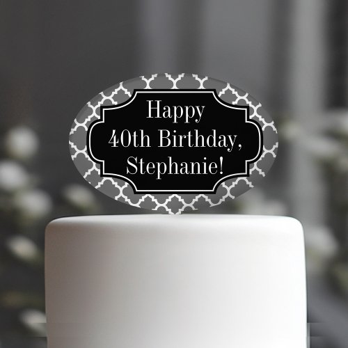 Happy Birthday Custom Name _ Over the Hill Black Cake Topper