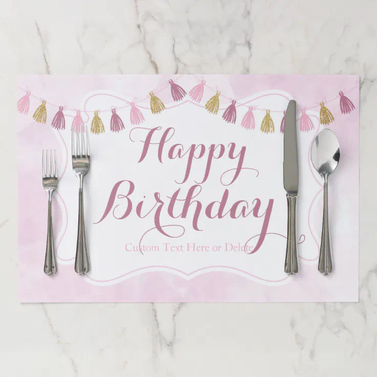 Happy Birthday Custom Paper Placemat Zazzle