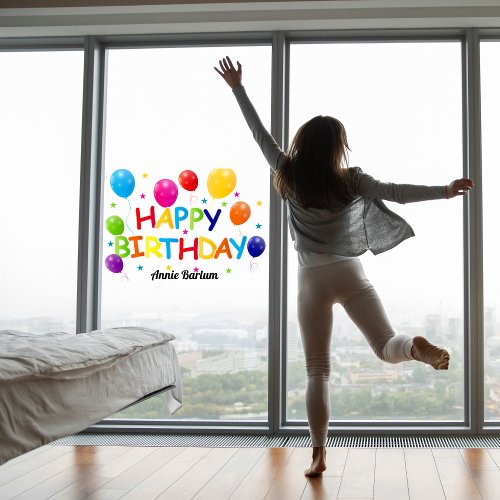 Happy Birthday Custom Party Balloons Window Cling