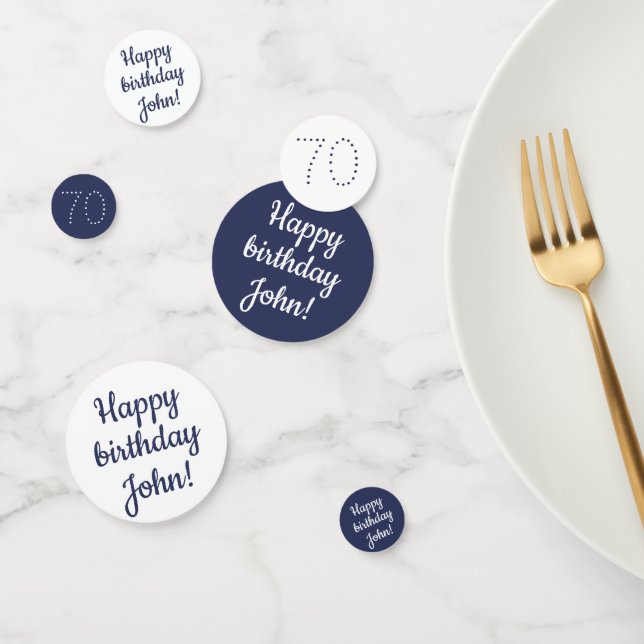 Happy Birthday - Custom Personalized Blue & White Confetti (Group)
