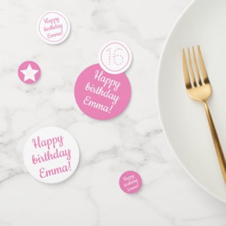 Happy Birthday - Custom Personalized Pink & White