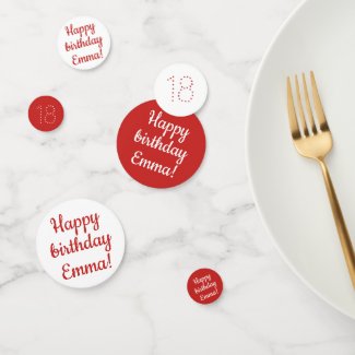 Happy Birthday - Custom Personalized Red & White