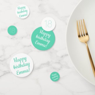 Happy Birthday - Custom Personalized Teal & White
