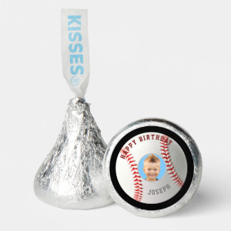 Happy Birthday custom photo Baseball Water Bottle Hershey®'s Kisses®