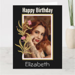 Happy Birthday Custom Photo Black Border Card