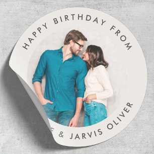Happy Birthday Custom Photo Classic Round Sticker