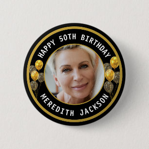 Happy Birthday Custom Photo Elegant Personalized Button