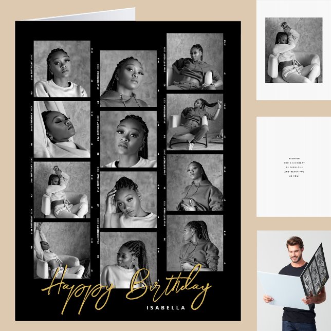 Happy Birthday Custom Photo Film Strip Large Card (Creator Uploaded)