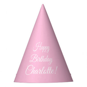 Happy Birthday custom script name text light pink Party Hat