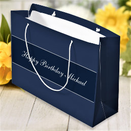Happy Birthday Custom Script Text Name Large Gift Bag