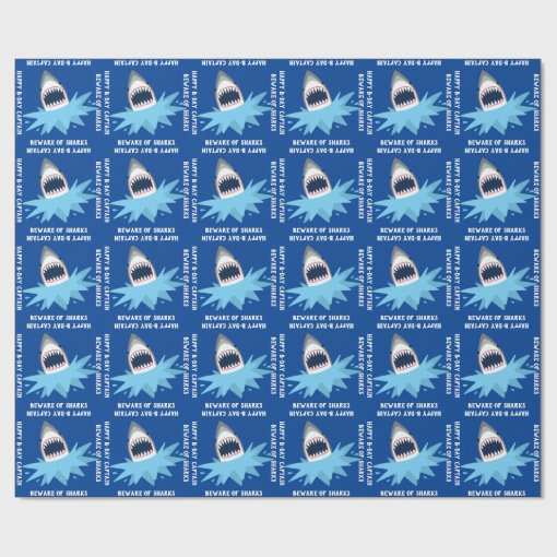 Happy Birthday Custom Shark Jaws Funny Wrapping Paper Zazzle