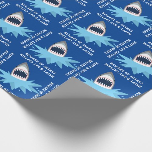 Happy Birthday Custom Shark Jaws Funny Wrapping Paper