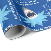 Happy Birthday Custom Shark Jaws Funny Wrapping Paper (Roll Corner)
