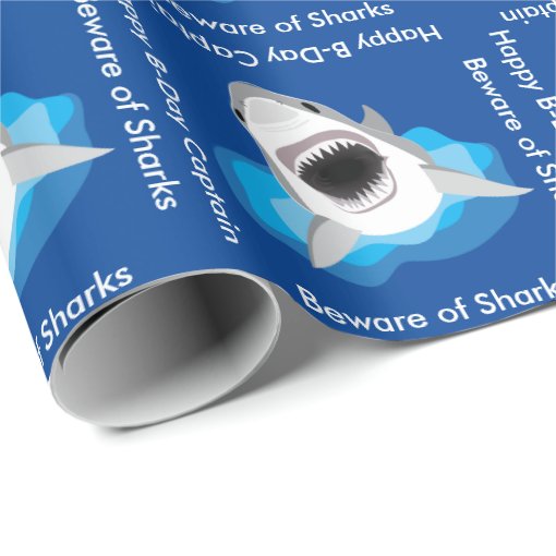 Happy Birthday Custom Shark Jaws Funny Wrapping Paper Zazzle