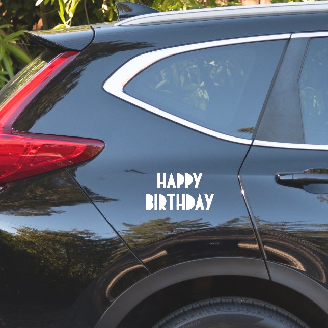 Happy Birthday Custom Simple Minimal White Sticker (Car Side)