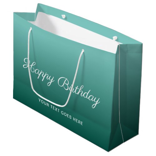 Happy Birthday Custom Teal Template Calligraphy Large Gift Bag