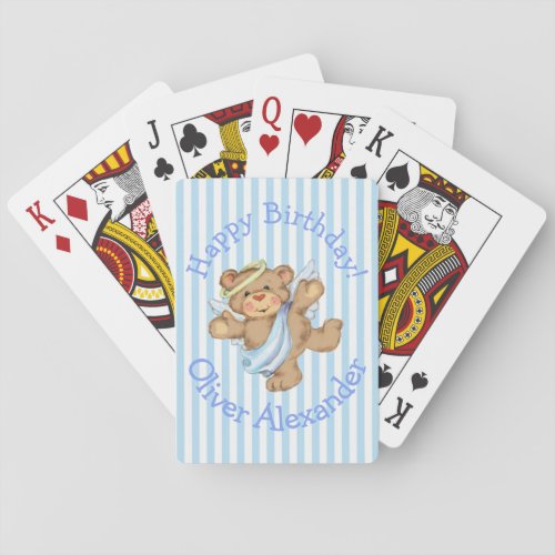 Happy Birthday Custom Teddy Bear Angel Poker Cards