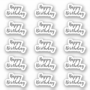 Happy Birthday Custom Text Age Black White Simple Sticker