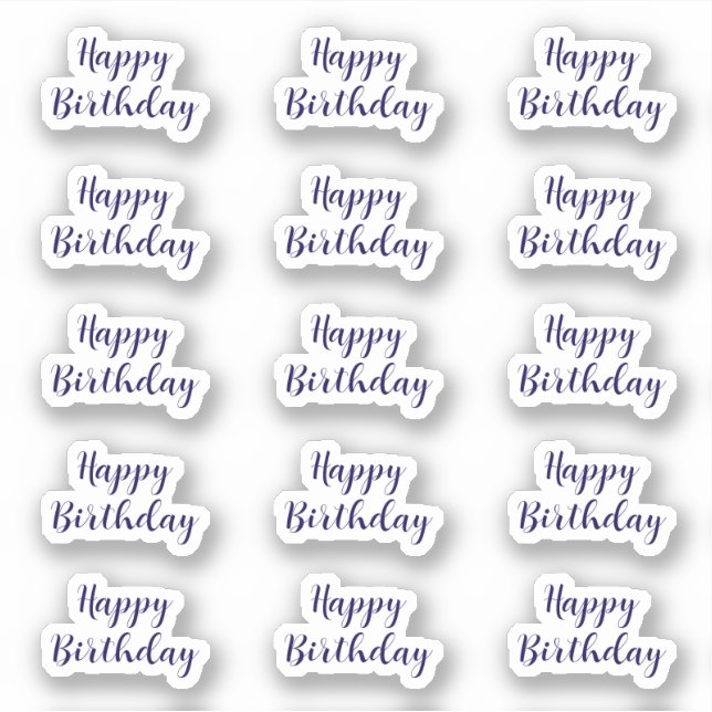 Happy Birthday Custom Text Age Navy Blue Simple Sticker (Front)