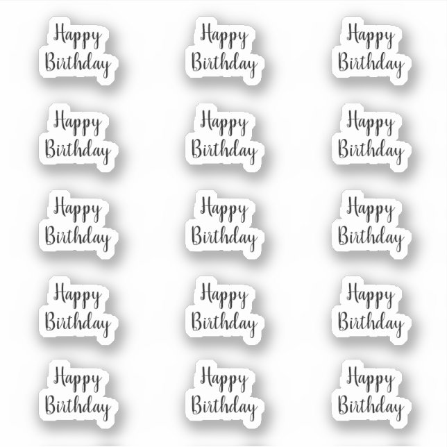 Happy Birthday Custom Text Color Black White Cool Sticker (Front)