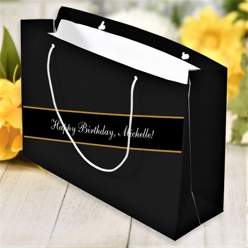 Happy Birthday Custom Text Elegant Personalized Large Gift Bag
