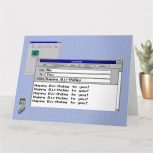 Happy Birthday Custom Text Windows 95 Computer Card