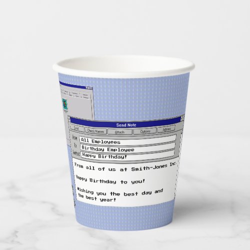 Happy Birthday Custom Windows 95 Computer Theme   Paper Cups