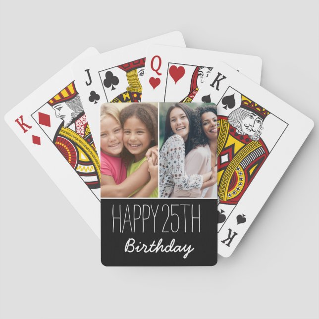 Happy Birthday Custom Year 2 Photo Personalized  Poker Cards (Back)