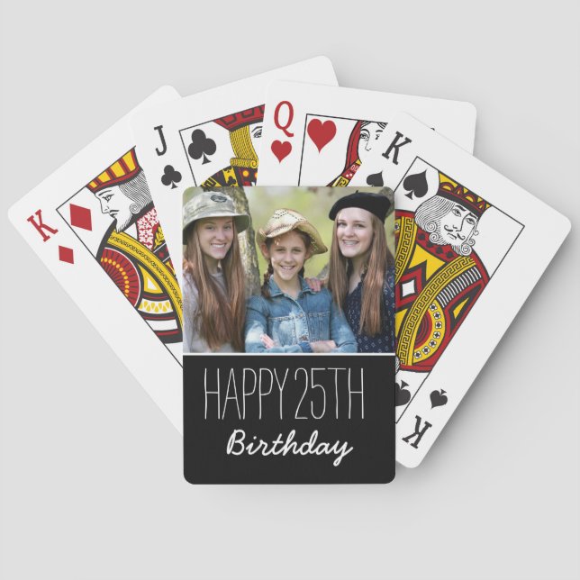 Happy Birthday Custom Year And Photo Personalized Poker Cards (Back)