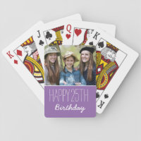 Happy Birthday Custom Year And Photo Purple Playing Cards