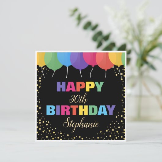 Happy Birthday Custom Year Name Colorful Balloons (Standing Front)