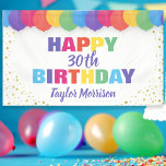 Happy Birthday Custom Year Name Colorful Balloons Banner<br><div class="desc">Celebrate your special someone with this fun and colorful birthday banner featuring brightly colored balloons and faux gold confetti.  Just add the birthday person's age and name to personalize. Bold and colorful yet simple and fun - the perfect banner for any aged birthday party celebration.</div>