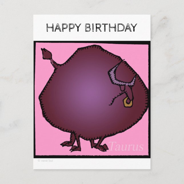Happy Birthday Custom Zodiac Signs Taurus Postcard (Front)