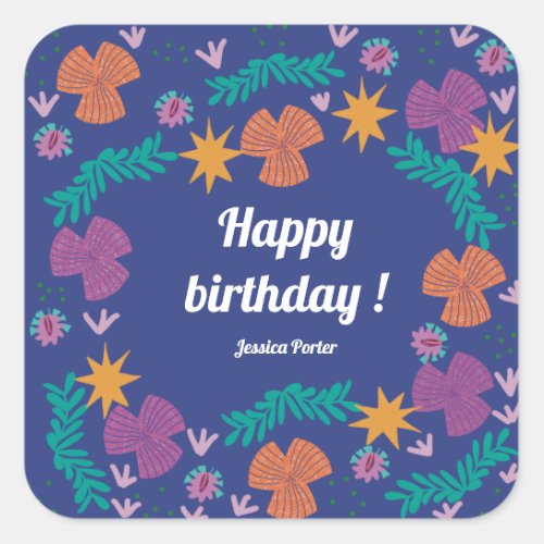 Happy birthday customizable blue modern sticker