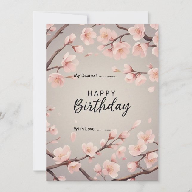 Happy Birthday Customizable Digital Floral Holiday Card (Front)