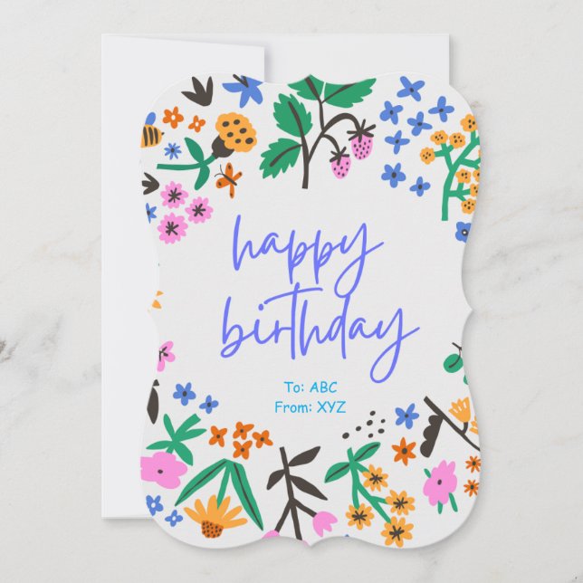 Happy Birthday Customizable Digital Greeting Card (Front)