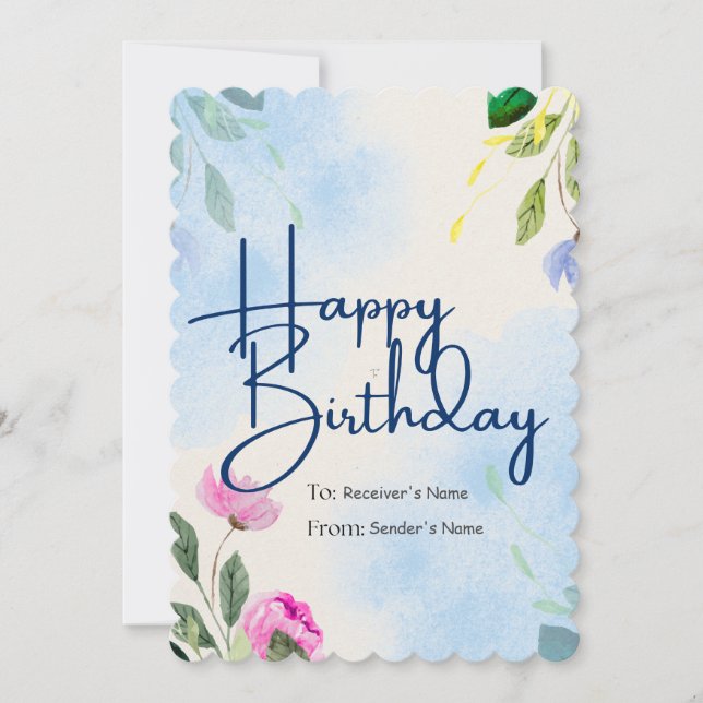 Happy Birthday Customizable Digital Greeting Card (Front)