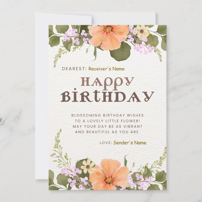 Happy Birthday Customizable Digital Greeting Card (Front)