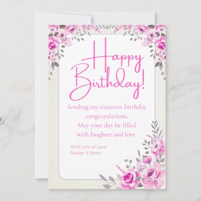 Happy Birthday Customizable Digital Greeting Card (Front)