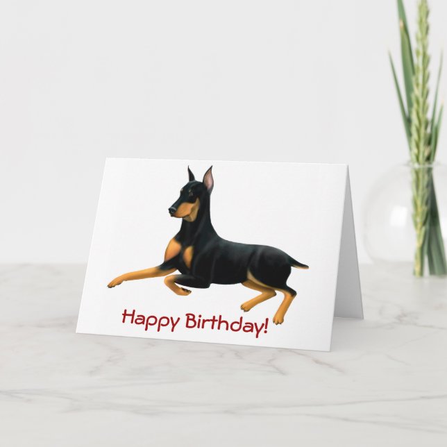 Happy Birthday Customizable Doberman Dog Card (Front)