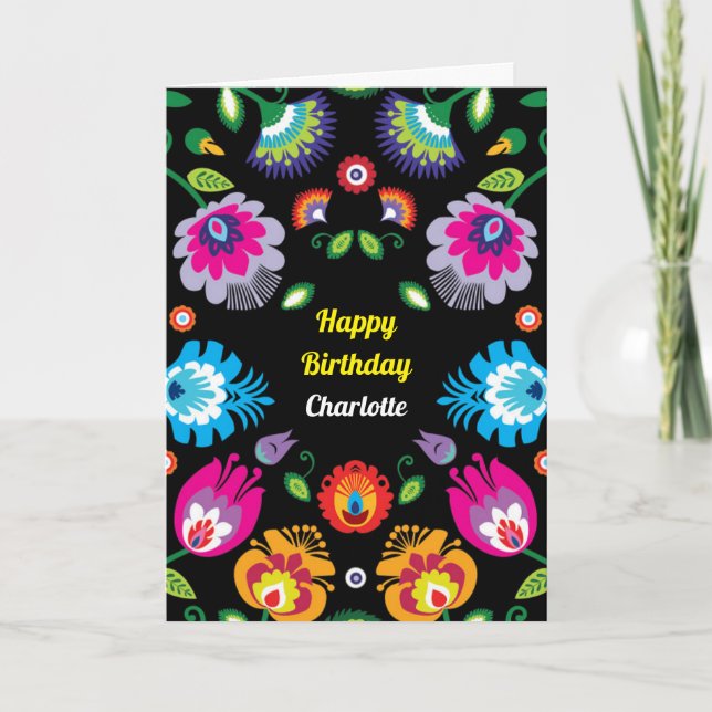 🌺Happy Birthday customizable folklore card (Front)