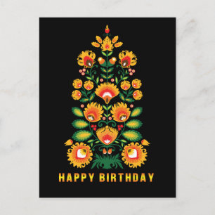 Happy Birthday customizable folklore postcard