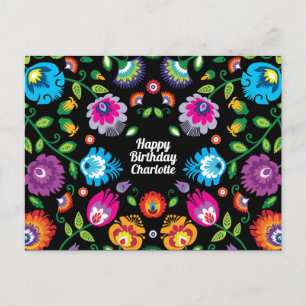 🎁 Happy Birthday customizable folklore postcard