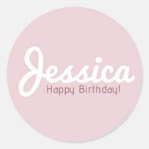 Happy Birthday, Customizable Name Rose Gold Classic Round Sticker