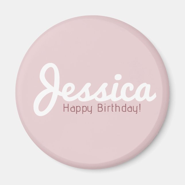 Happy Birthday, Customizable Name | Rose Gold Magnet (Front)