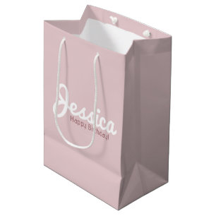 Happy Birthday, Customizable Name   Rose Gold Medium Gift Bag