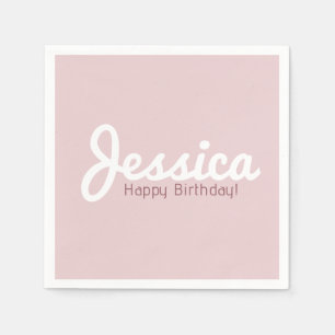 Happy Birthday, Customizable Name Rose Gold Napkins