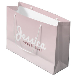 Happy Birthday, Customizable Name Rose Ombre Large Gift Bag