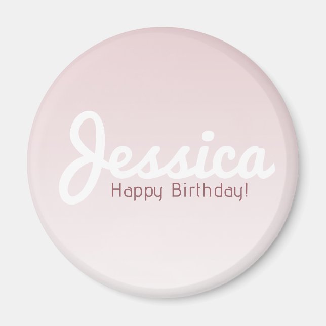 Happy Birthday, Customizable Name | Rose Ombre Magnet (Front)
