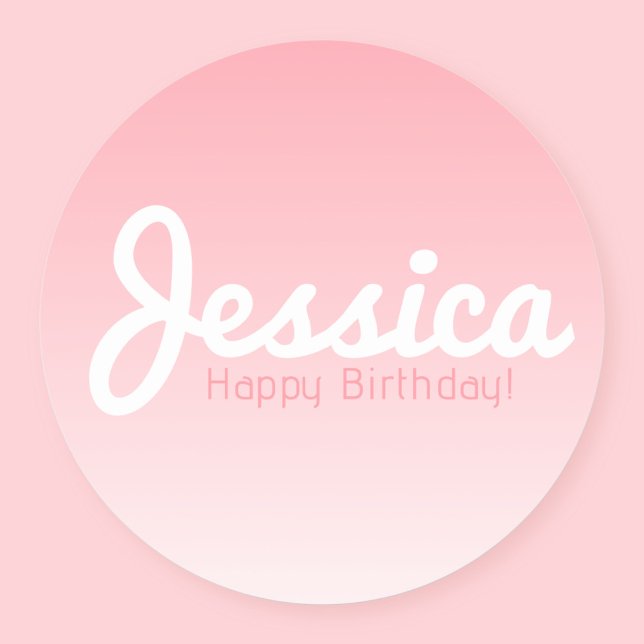Happy Birthday, Customizable Name | Rose Pink Classic Round Sticker (Creator Uploaded)